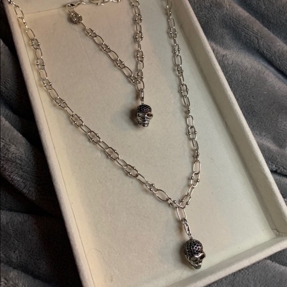 S925 Skull Pave Charm jewelry set for Men - Picture 11 of 12